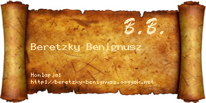 Beretzky Benignusz névjegykártya